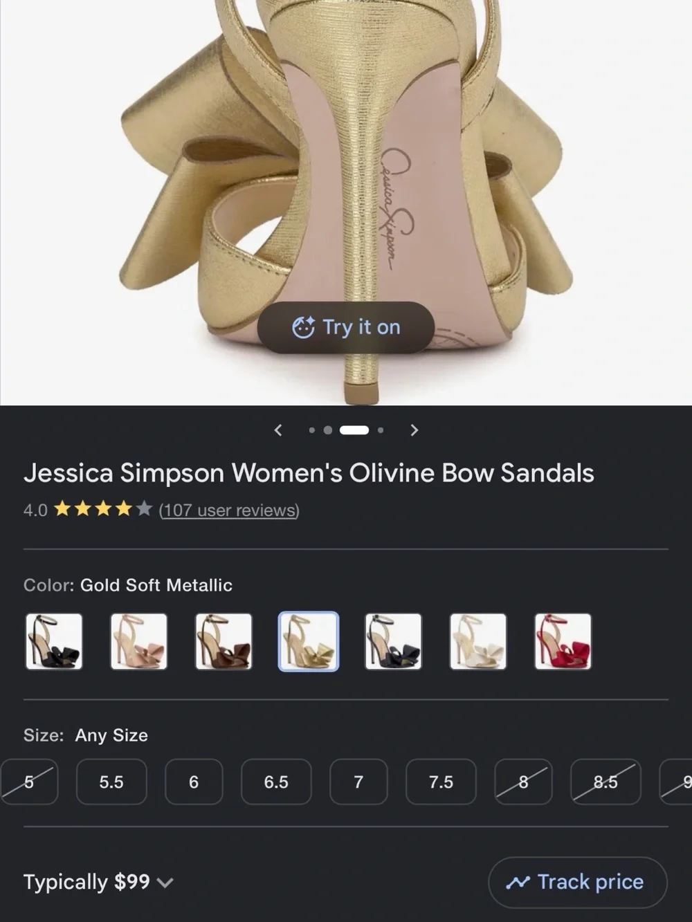Jessica Simpson “Olivine” Gold Bow Ankle-Strap High Heels